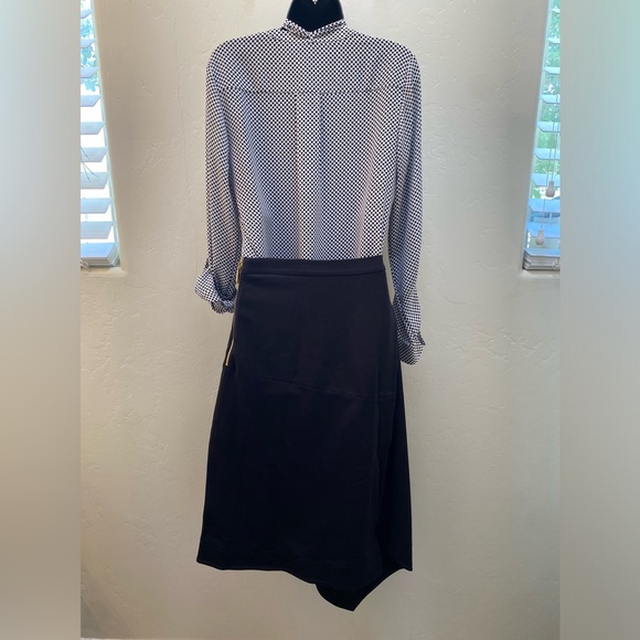 Donna Karan Black Asymmetrical Skirt & Polkadot Blouse - Picture 2 of 16